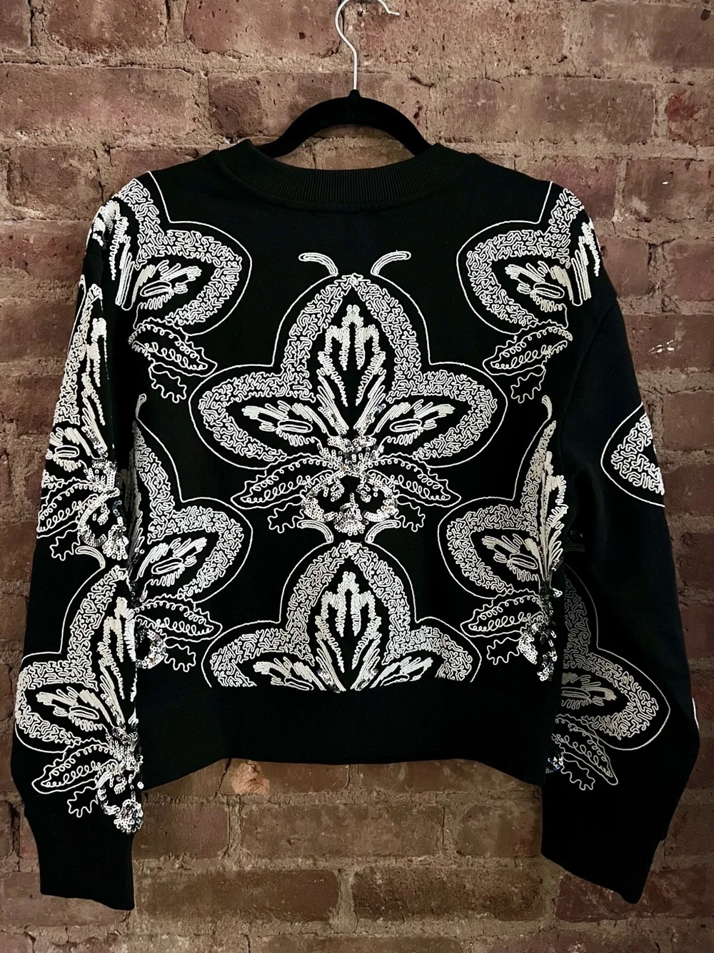 Anthropologie | Ollari | Black Embellished Sweatshirt | Size Medium - Picture 7 of 11
